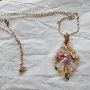 Gold Multicolor Pendant Necklace & Earrings